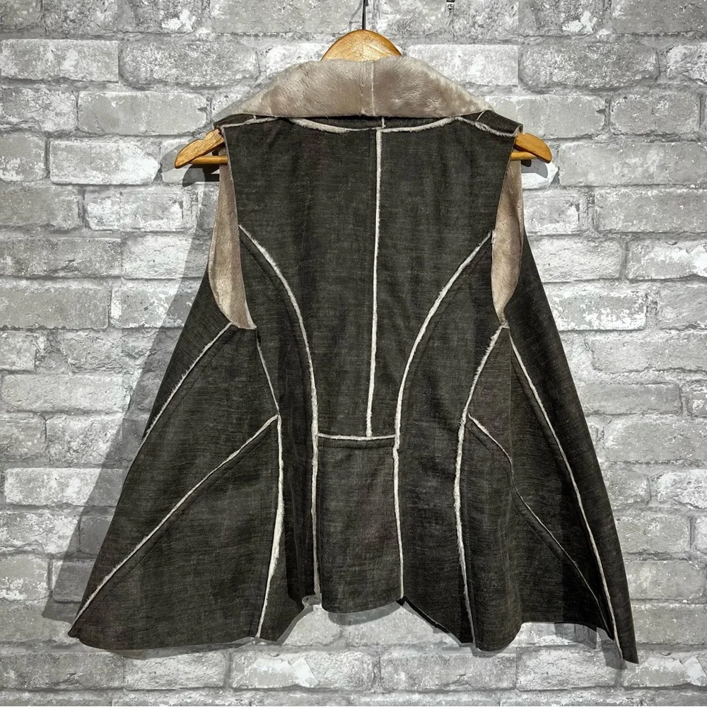 Anthropologie Amadi Womens Small Outerwear Kady Shearling Lined Draped Open Vest - Picture 3 of 7